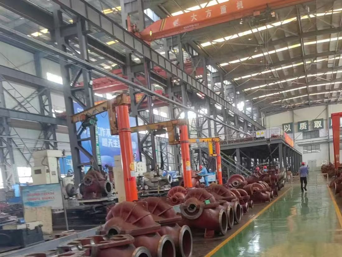 Pump castings in production on the factory floor